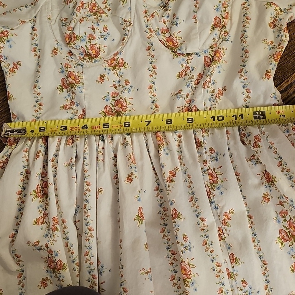 Forever 21 White Floral Cottagecore Milk Maid Midi Dress w/ Slit Size Small - Picture 10 of 10